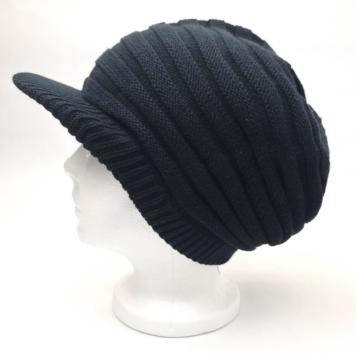 Rasta Knitted Visor Beanie-RV0002, Cotton, OSFA Black OSFA