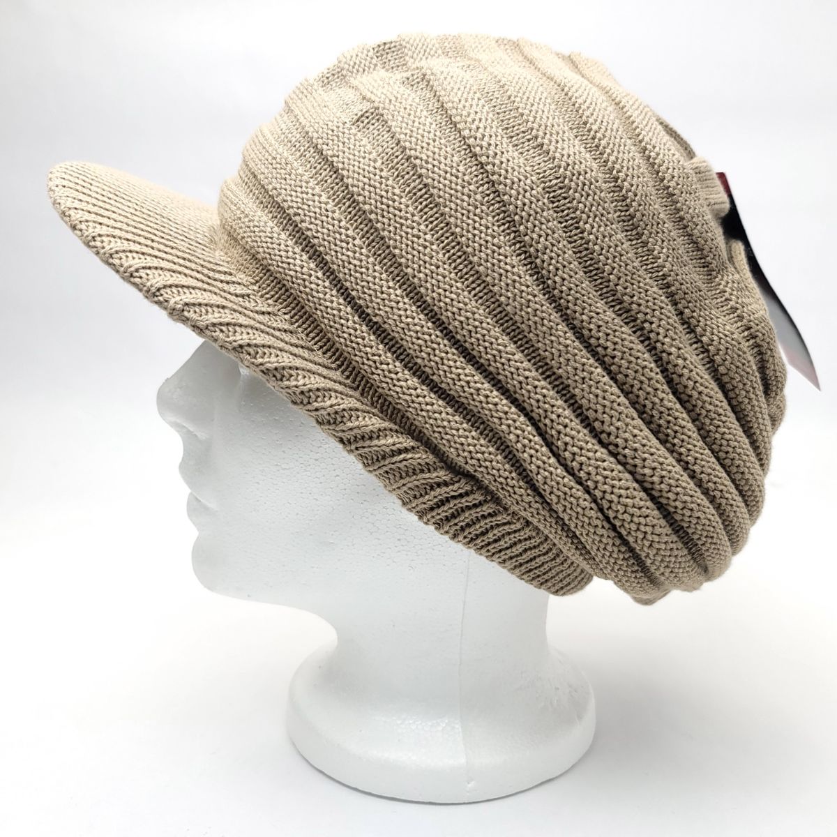 Rasta Knitted Visor Beanie-RV0002, Cotton, OSFA Khaki OSFA