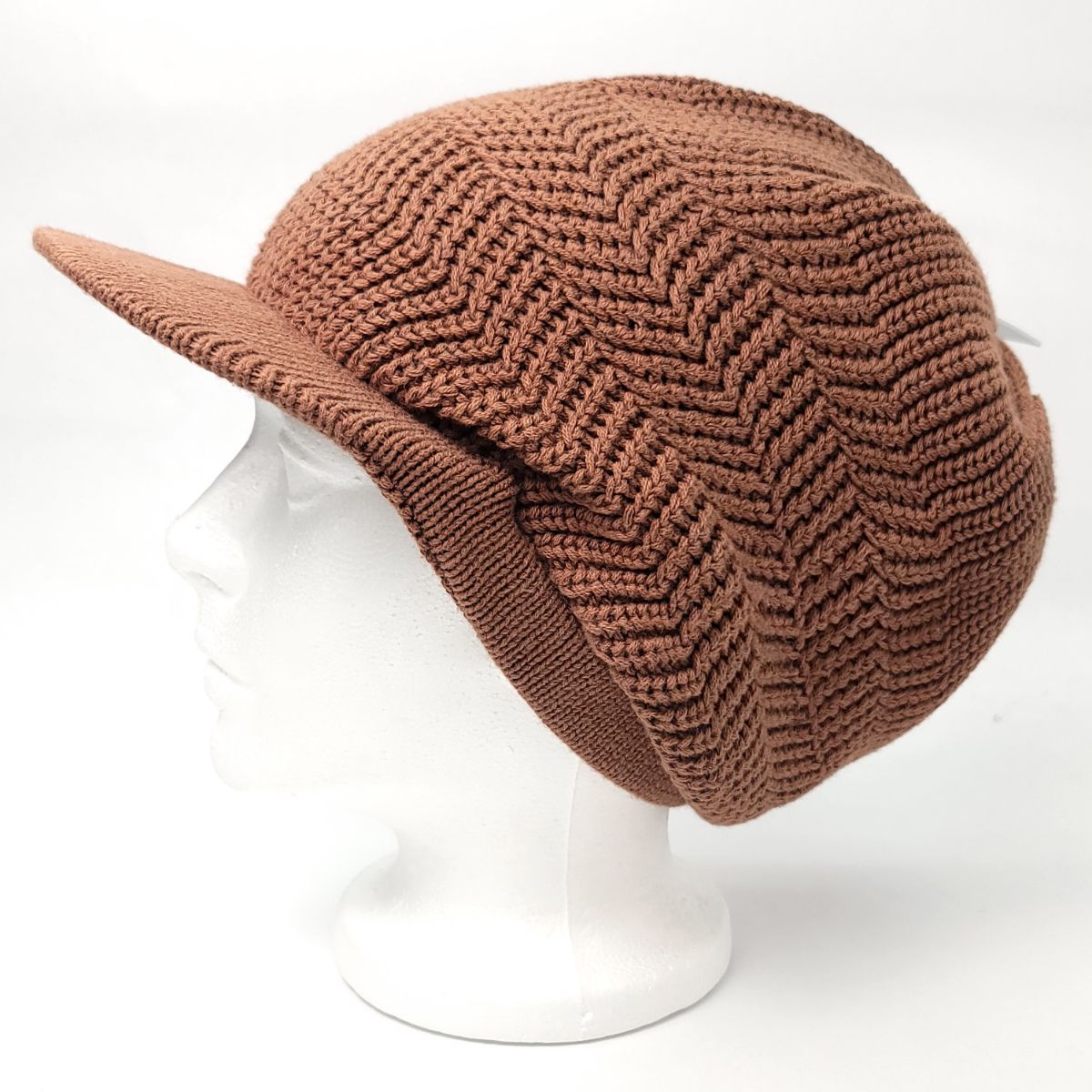 Rasta Knitted Visor Beanie-RV0008, Cotton, OSFA Brown OSFA