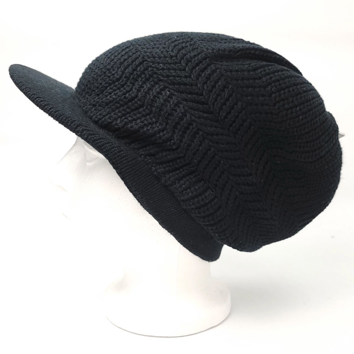 Rasta Knitted Visor Beanie-RV0008, Cotton, OSFA Black OSFA