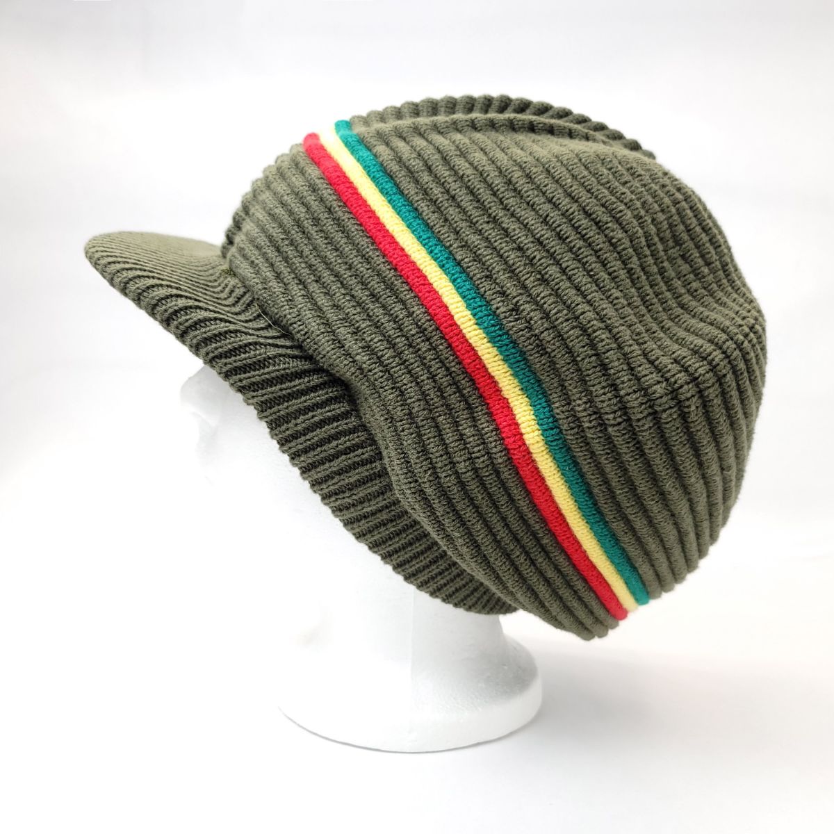 RASTA Knitted Visor Beanie-RV0014, Cotton, OSFA Olive OSFA