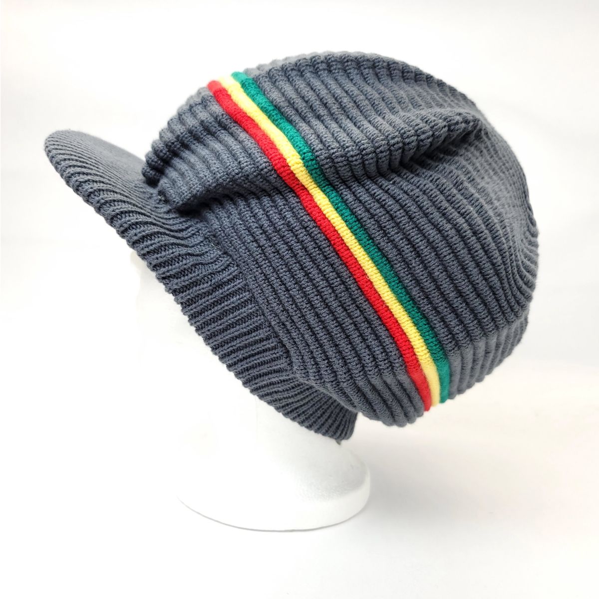 RASTA Knitted Visor Beanie-RV0014, Cotton, OSFA Dark Grey OSFA