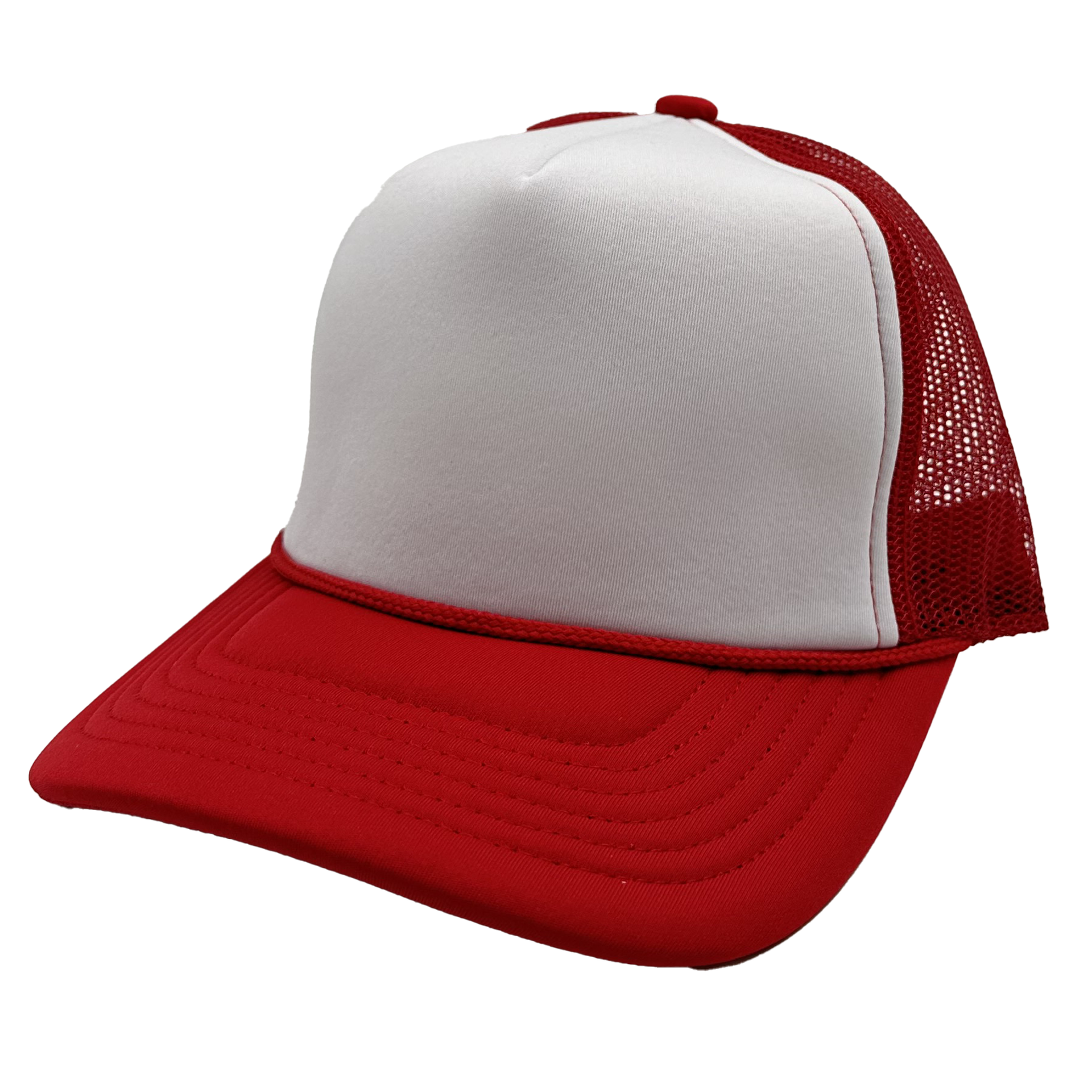 GNV-1222FT - Foam Trucker Cap Red White One Size 5 PANELS COTTON / POLYESTER CURVE FOAM GNV-1222FT HIGH PROFILE MESH nissi caps SNAPBACK UNISEX