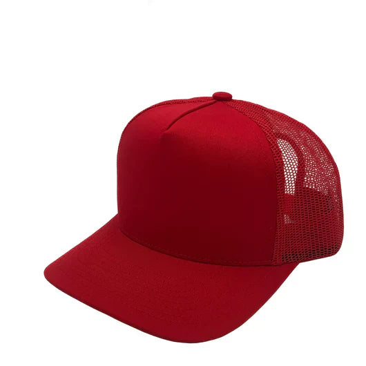 GNV-008M - Premium Pro Style Mesh Trucker Cap Red One Size 5 PANELS COMING SOON COTTON / POLYESTER CURVE HIGH PROFILE MESH NISSI nissi caps SNAPBACK STRUCTURED TRUCKER MESH UNISEX