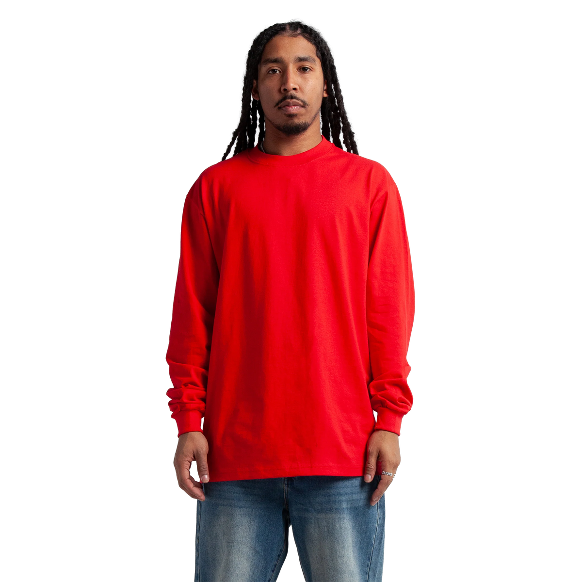 SHAKA WEAR Max Heavyweight Long Sleeve, - 7.5 Oz, Red