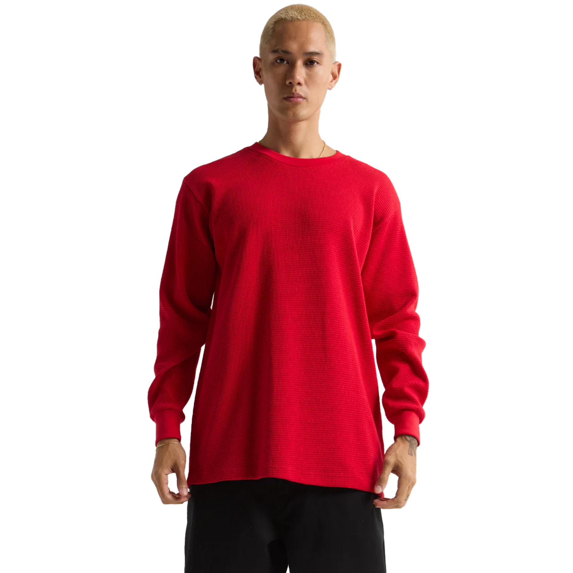 Thermal - 9 oz Red COTTON LONGSLEEVES MEN REGULAR Shaka Wear