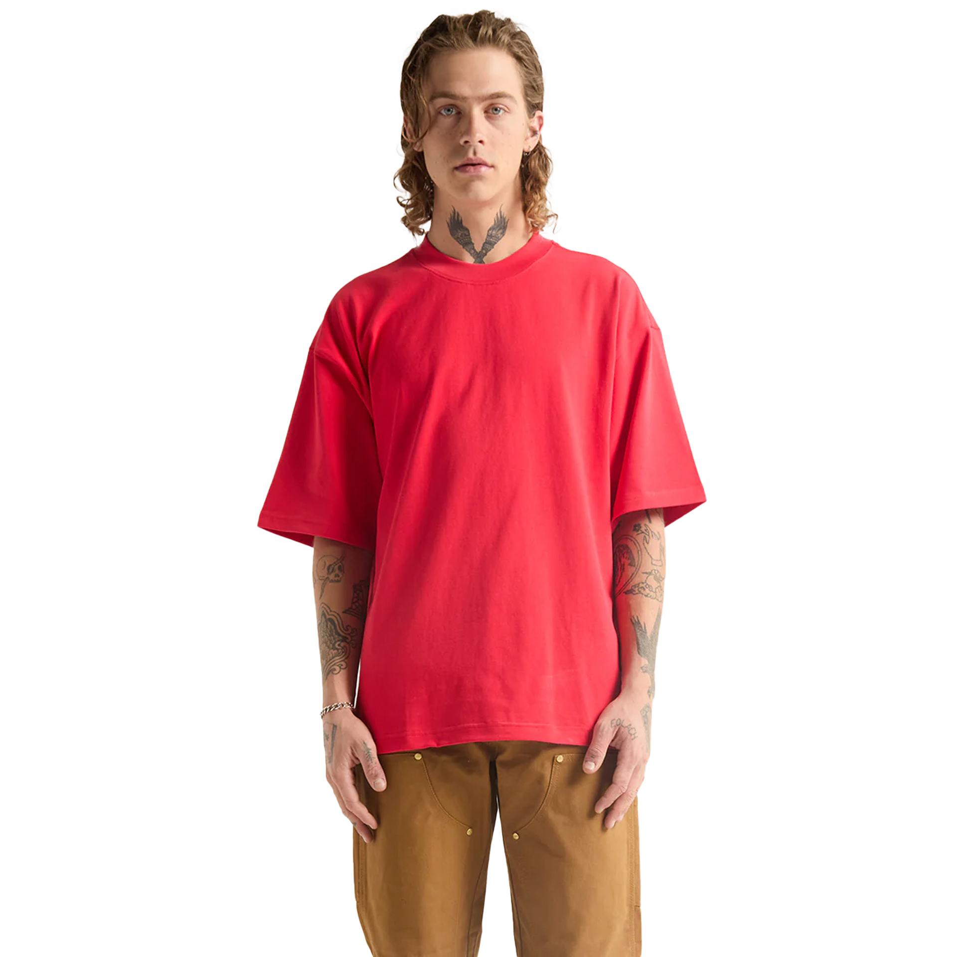 Garment Dye Designer Tee - 9.0 oz Red COTTON Heavyweight MEN newcolors OVERSIZED shaka Shaka Wear SHORTSLEEVES t-shirt t-shirts