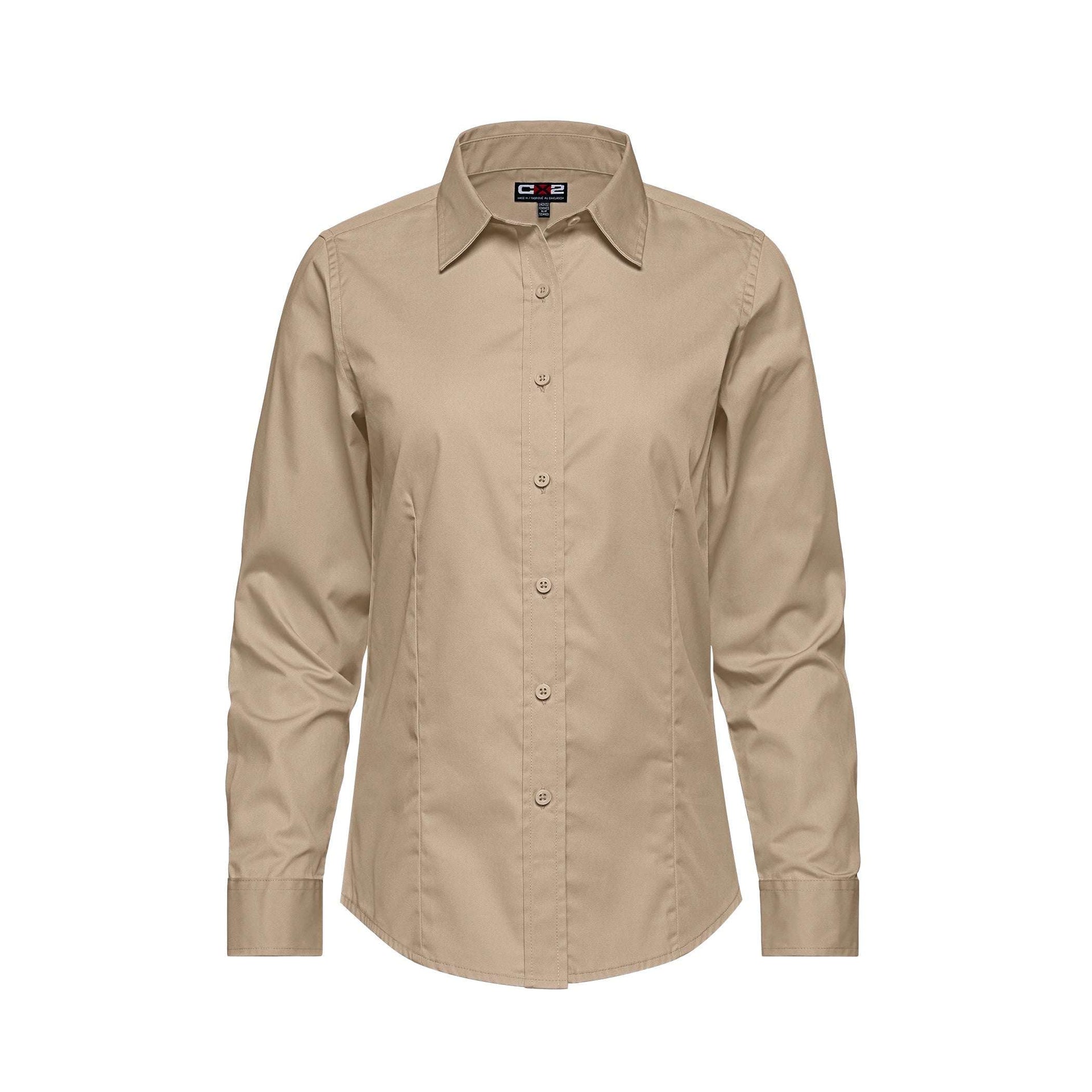 S04601 - Camden - Ladies Poly-Cotton Twill Long Sleeve Easy-Care Shirt Sand __label:END AUG __label:NEW