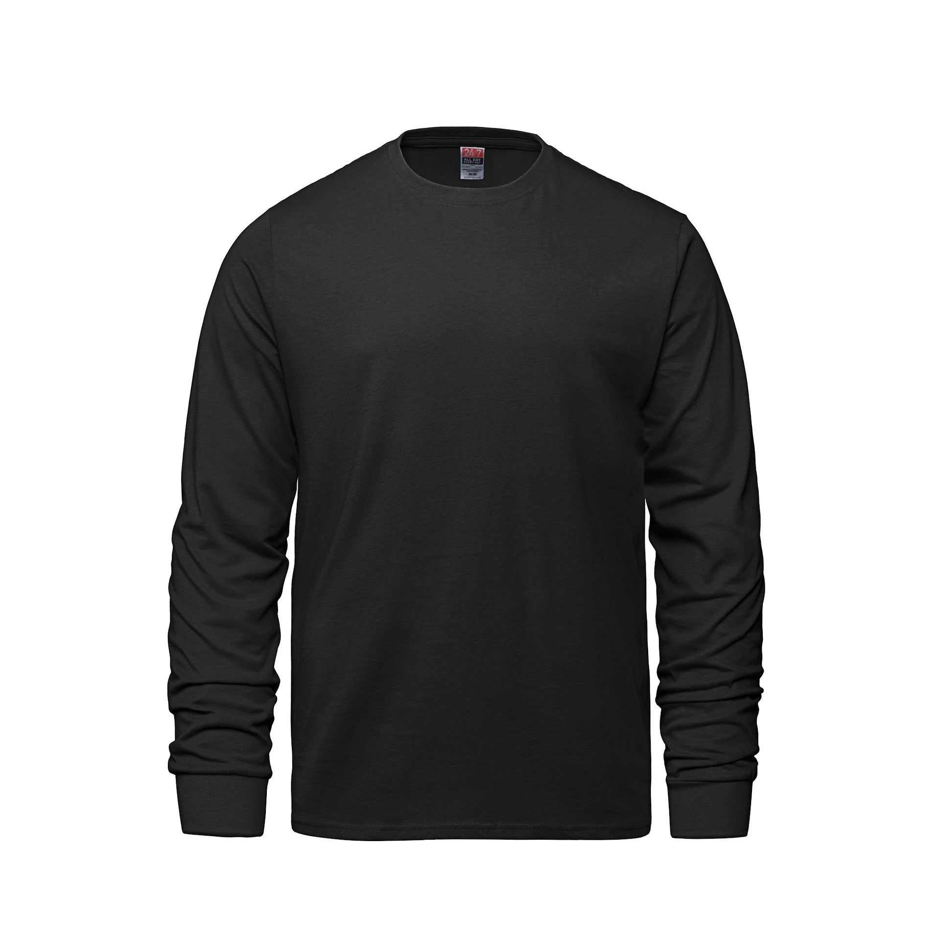 S05615 - Breeze - Adult RING SPUN Combed Cotton Long Sleeve Crewneck T-Shirt Black 5615 adult CSW24/7 longsleeve mens