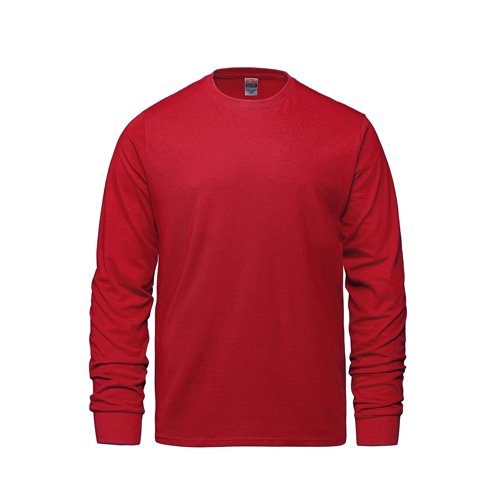 S05615 - Breeze - Adult RING SPUN Combed Cotton Long Sleeve Crewneck T-Shirt Red 5615 adult CSW24/7 longsleeve mens