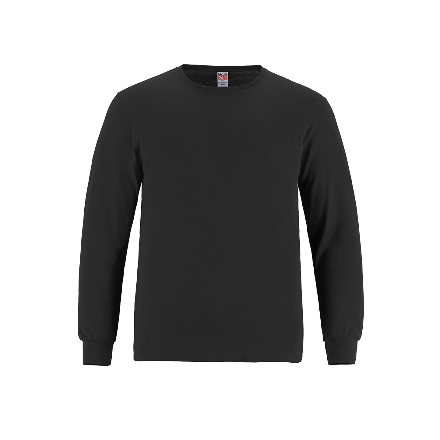 S05615 - Breeze - Adult RING SPUN Combed Cotton Long Sleeve Crewneck T-Shirt Black 100% Ring Spun Cotton 5615 __label: NEW adult CSW24/7 mens