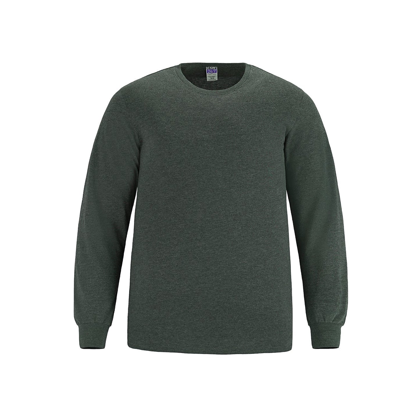 S05615 - Breeze - Adult RING SPUN Combed Cotton Long Sleeve Crewneck T-Shirt Charcoal Heather 100% Ring Spun Cotton 5615 __label: NEW adult CSW24/7 mens