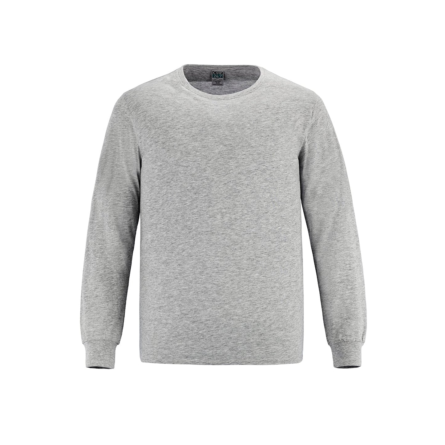 S05615 - Breeze - Adult RING SPUN Combed Cotton Long Sleeve Crewneck T-Shirt Athletic Grey Heather 100% Ring Spun Cotton 5615 __label: NEW adult CSW24/7 mens