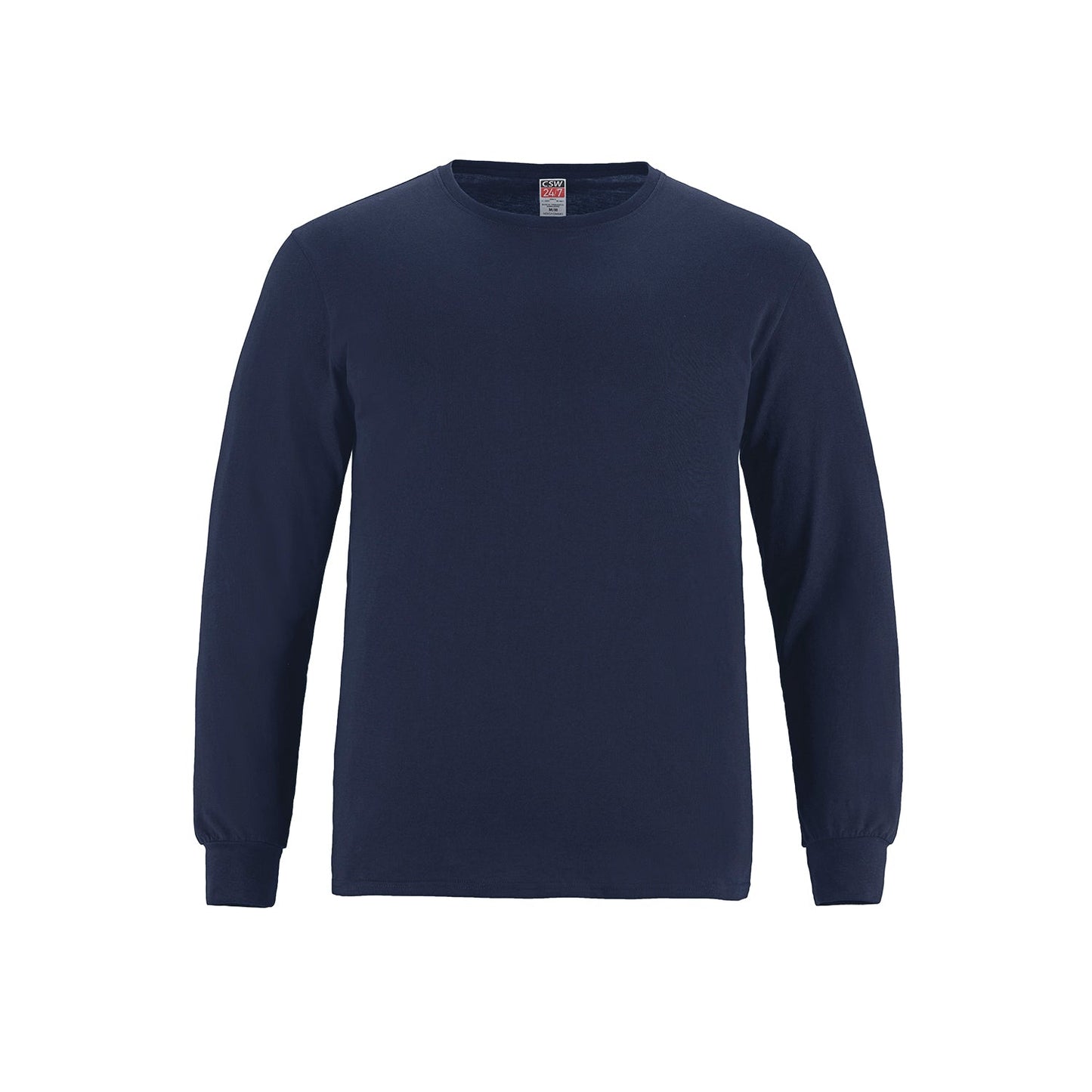 S05615 - Breeze - Adult RING SPUN Combed Cotton Long Sleeve Crewneck T-Shirt Navy 100% Ring Spun Cotton 5615 __label: NEW adult CSW24/7 mens