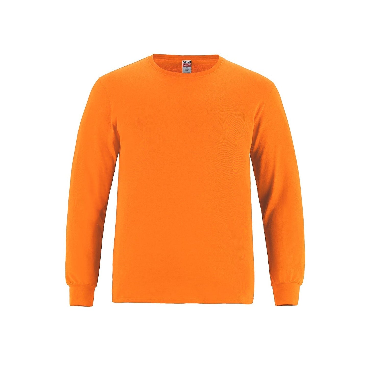 S05615 - Breeze - Adult RING SPUN Combed Cotton Long Sleeve Crewneck T-Shirt Orange 100% Ring Spun Cotton 5615 __label: NEW adult CSW24/7 mens