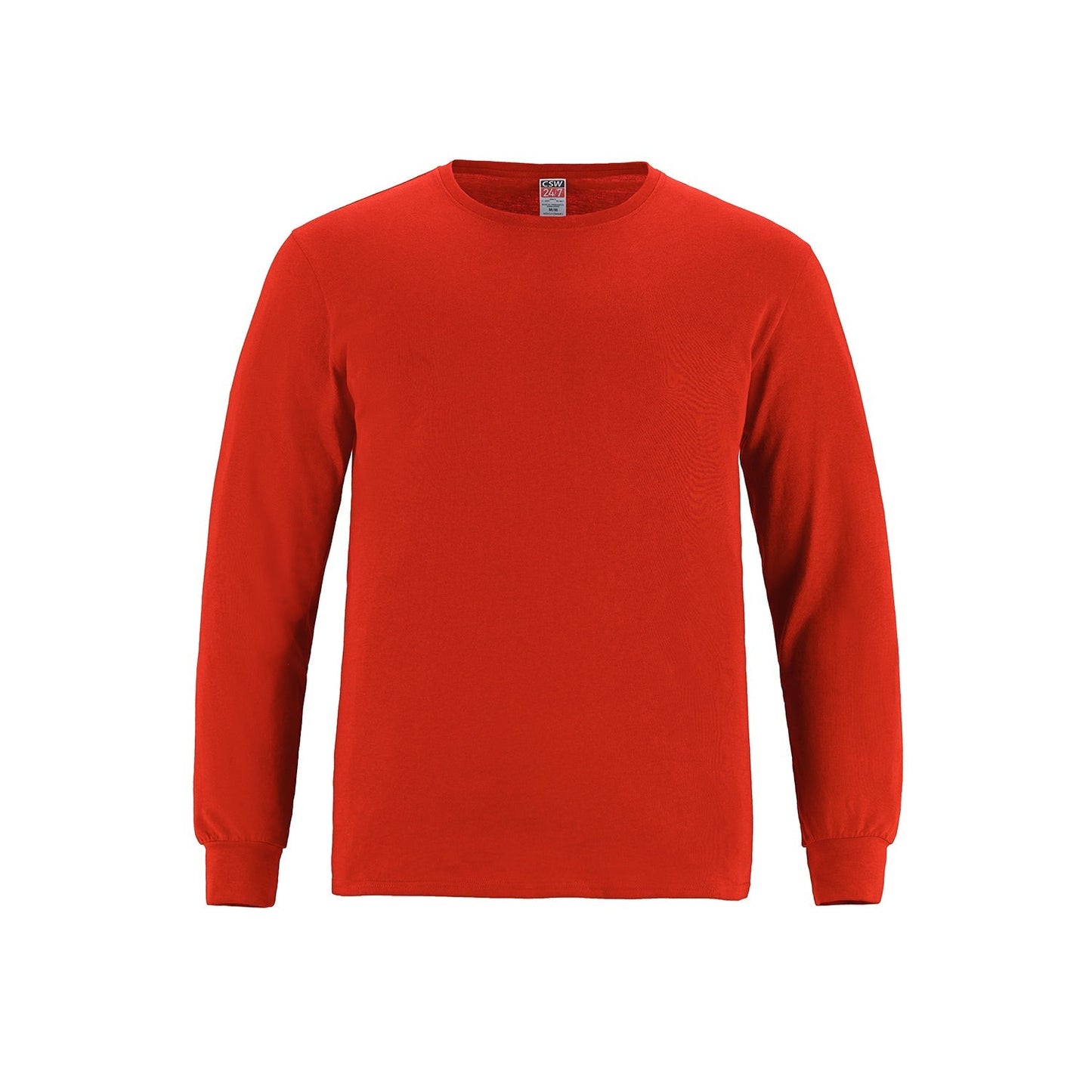 S05615 - Breeze - Adult RING SPUN Combed Cotton Long Sleeve Crewneck T-Shirt Red 100% Ring Spun Cotton 5615 __label: NEW adult CSW24/7 mens