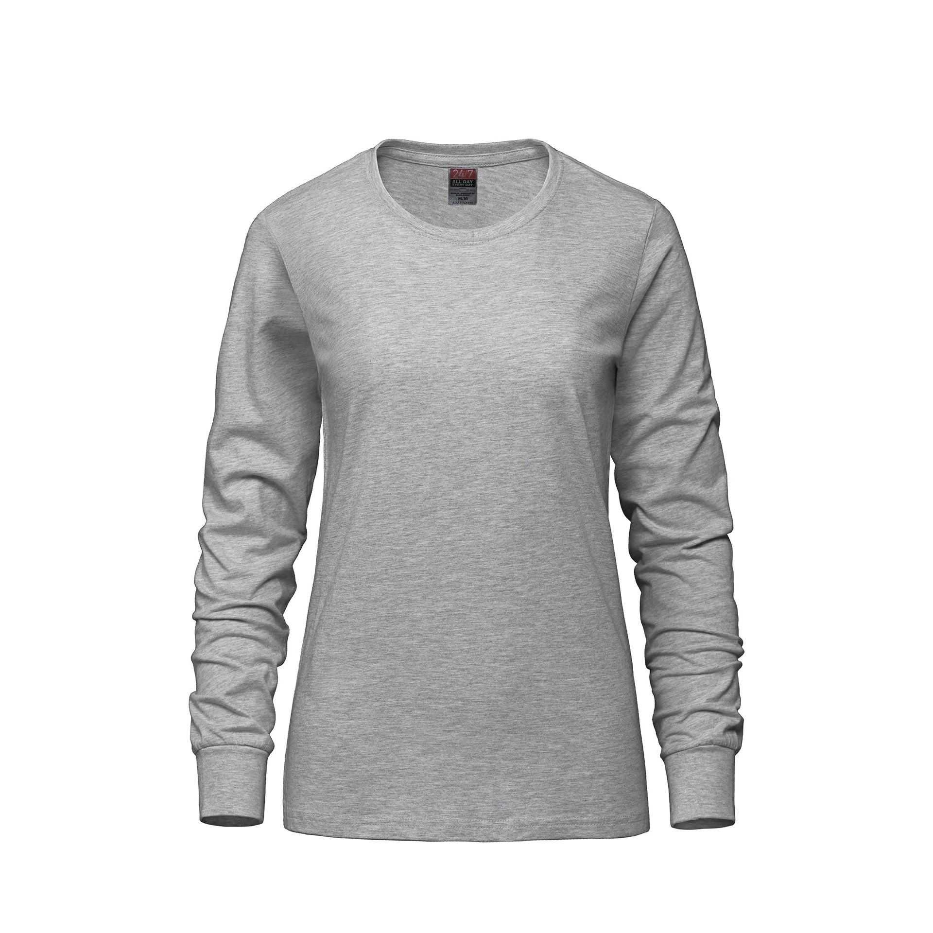 S05616 - Breeze - Ladies RING SPUN Combed Cotton Long Sleeve Crewneck T-Shirt Athletic Grey Heather 5616 CSW24/7 Ladies longsleeve Women