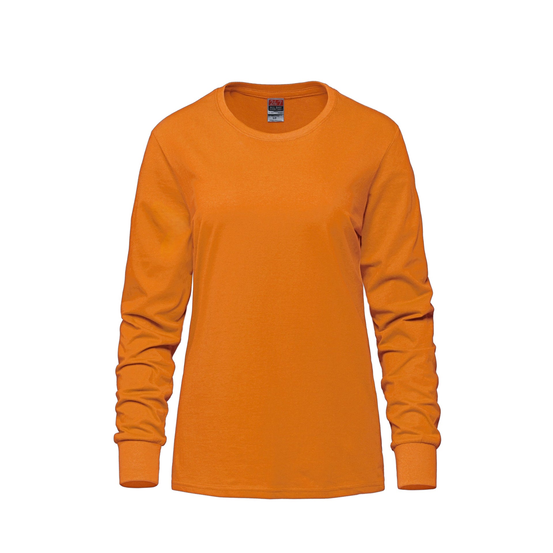 S05616 - Breeze - Ladies RING SPUN Combed Cotton Long Sleeve Crewneck T-Shirt Orange 5616 CSW24/7 Ladies longsleeve Women
