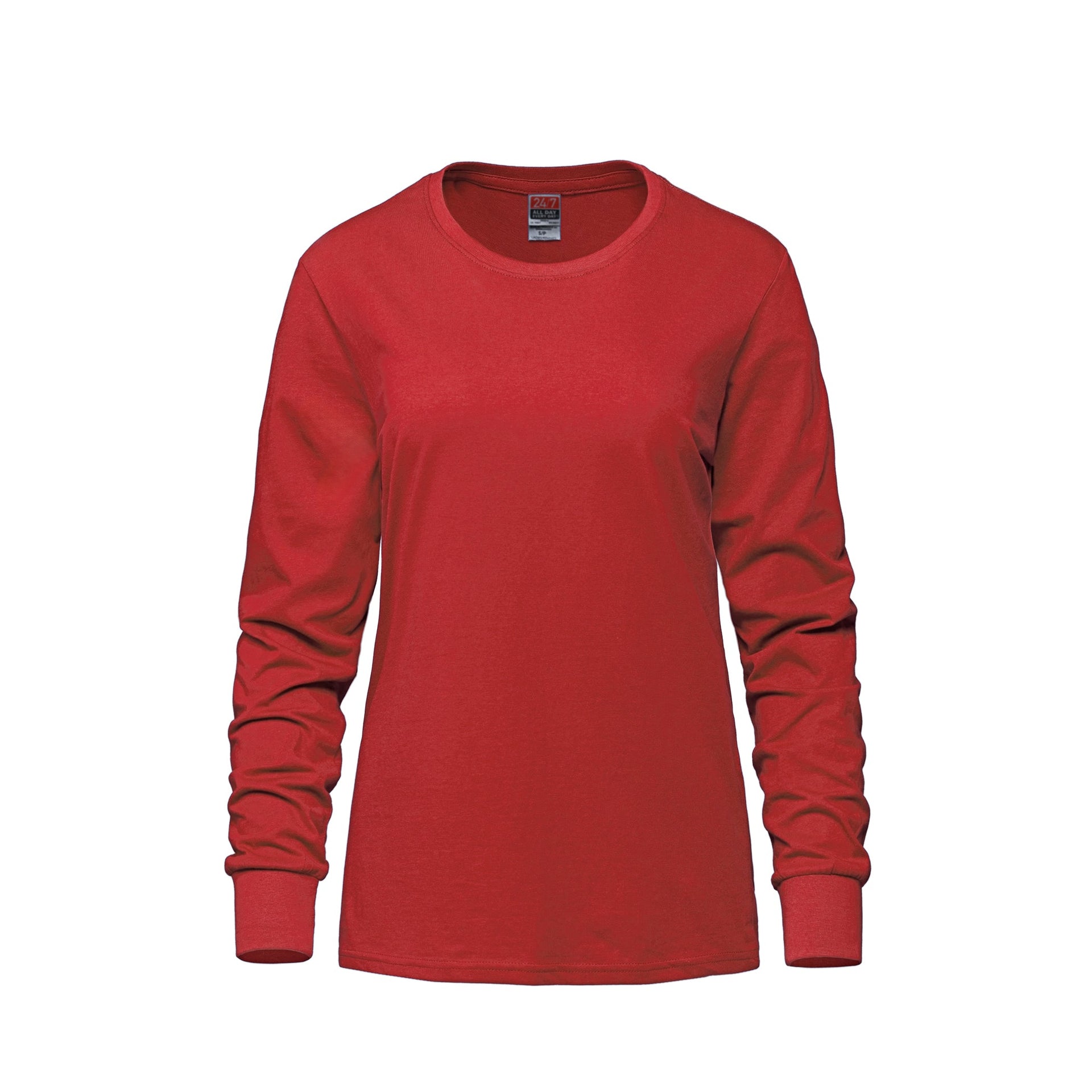 S05616 - Breeze - Ladies RING SPUN Combed Cotton Long Sleeve Crewneck T-Shirt Red 5616 CSW24/7 Ladies longsleeve Women