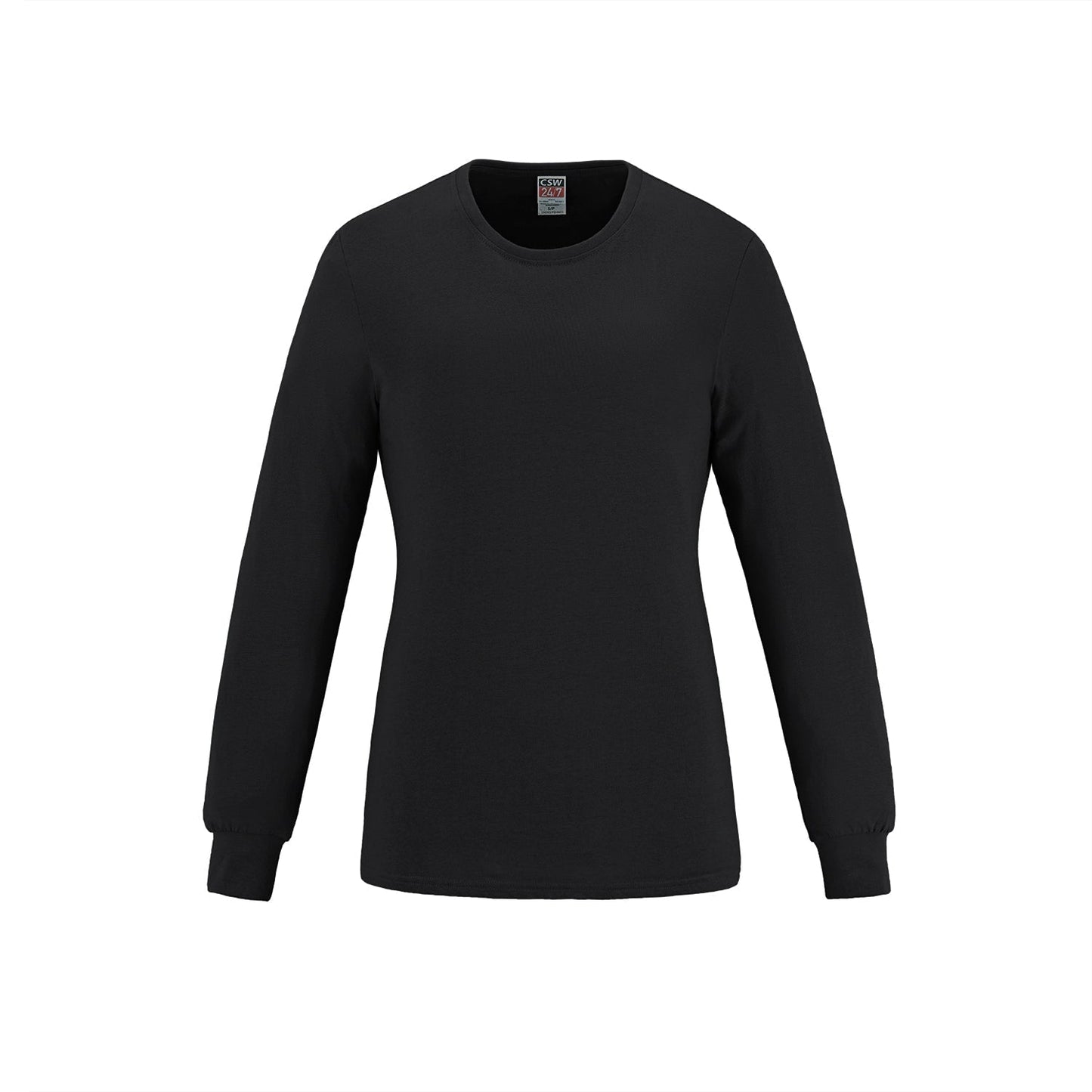 S05616 - Breeze - Ladies RING SPUN Combed Cotton Long Sleeve Crewneck T-Shirt Black 100% Ring Spun Cotton 5616 __label: NEW CSW24/7 Ladies Women