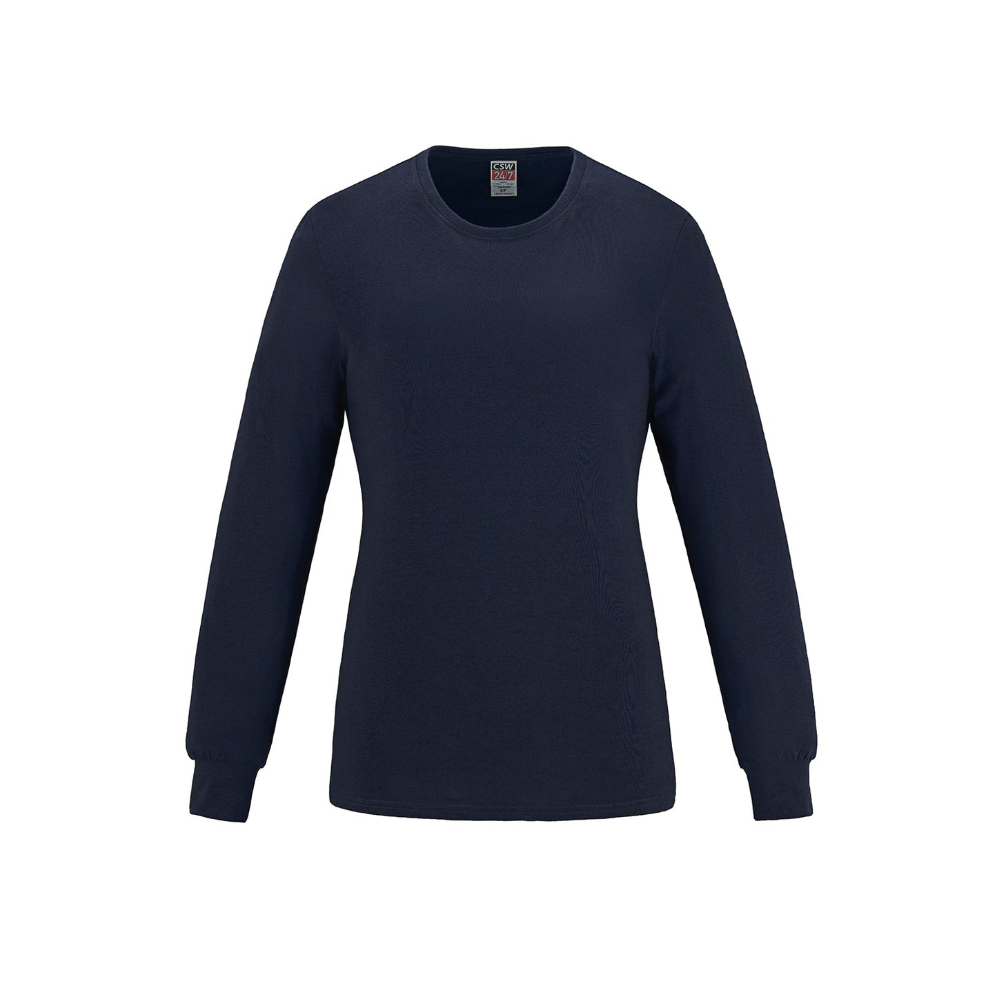 S05616 - Breeze - Ladies RING SPUN Combed Cotton Long Sleeve Crewneck T-Shirt Navy 100% Ring Spun Cotton 5616 __label: NEW CSW24/7 Ladies Women