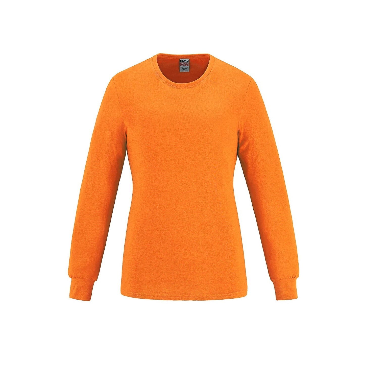 S05616 - Breeze - Ladies RING SPUN Combed Cotton Long Sleeve Crewneck T-Shirt Orange 100% Ring Spun Cotton 5616 __label: NEW CSW24/7 Ladies Women