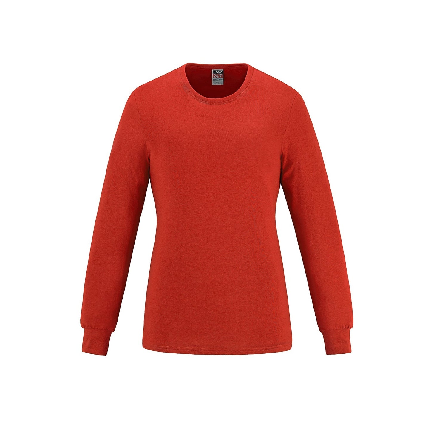 S05616 - Breeze - Ladies RING SPUN Combed Cotton Long Sleeve Crewneck T-Shirt Red 100% Ring Spun Cotton 5616 __label: NEW CSW24/7 Ladies Women