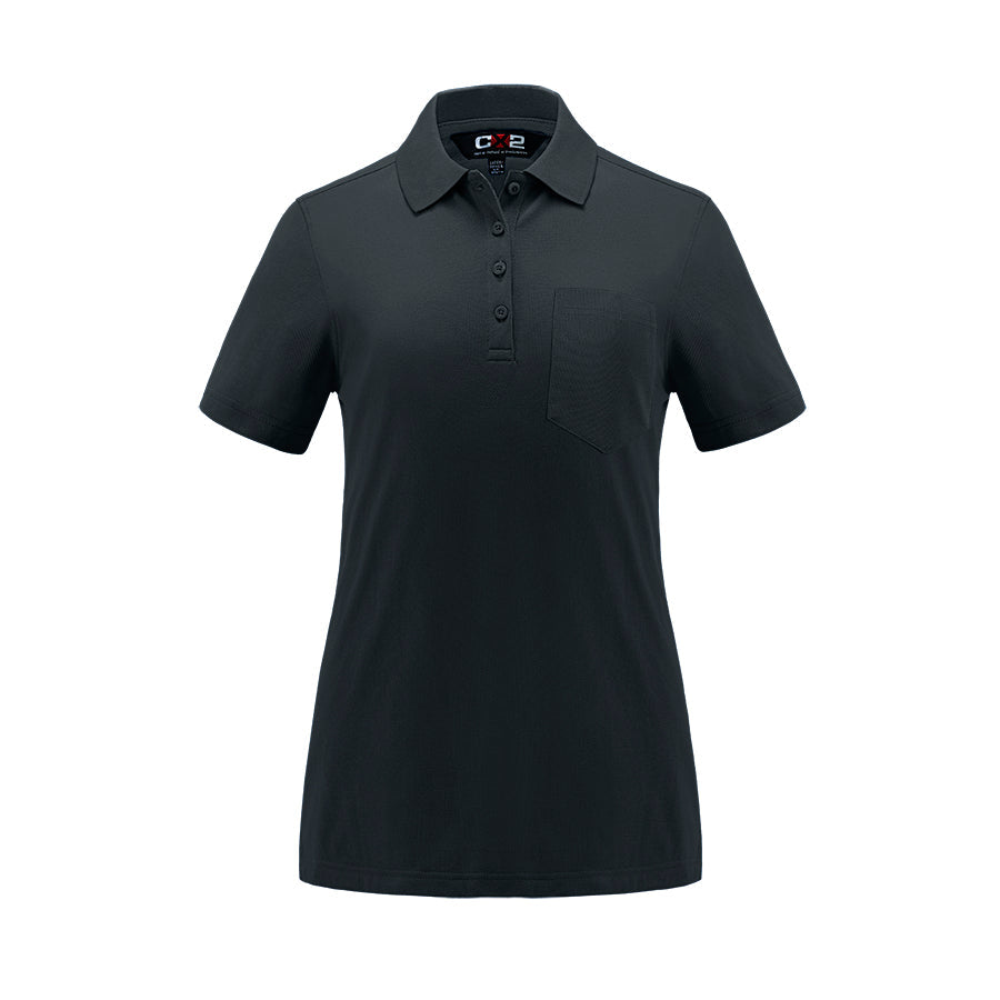 S05746 - Caddy - Ladies Pique Mesh Polo w/ Pocket Black 5746 __label: NEW pocket polo