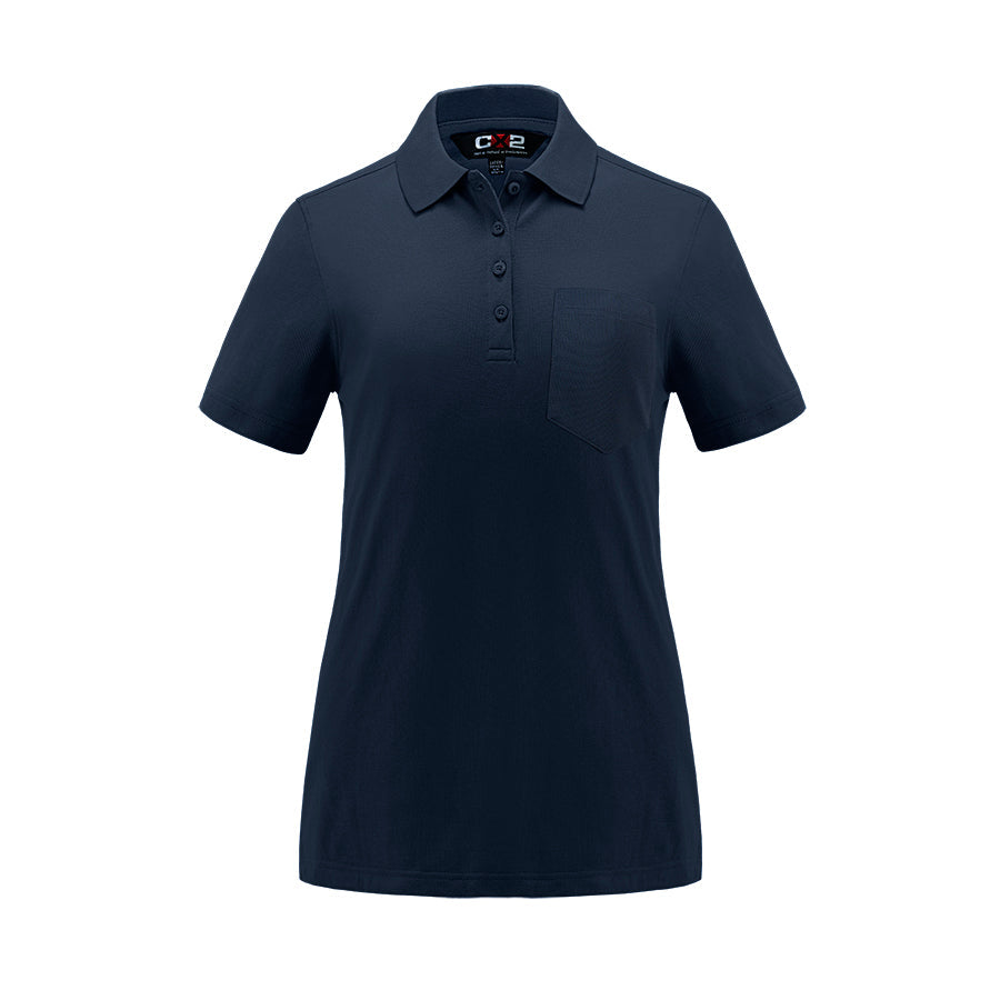 S05746 - Caddy - Ladies Pique Mesh Polo w/ Pocket Navy 5746 __label: NEW pocket polo