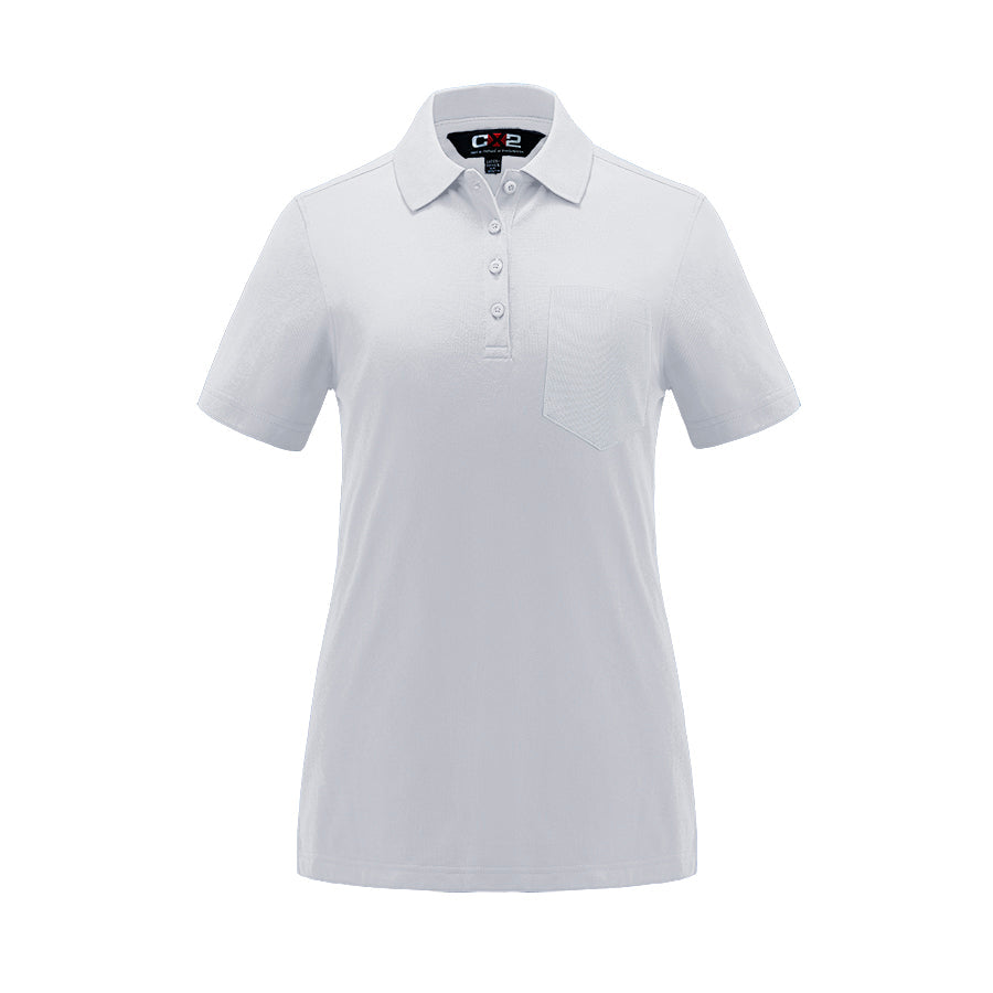 S05746 - Caddy - Ladies Pique Mesh Polo w/ Pocket White 5746 __label: NEW pocket polo