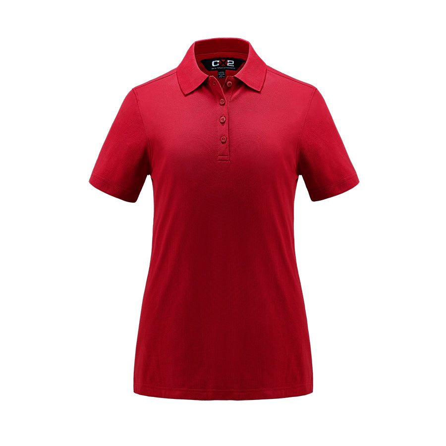 S05786 - Elite - Ladies Cotton/Poly/Spandex Polo Red 5786 __label: NEW cotton polo L400