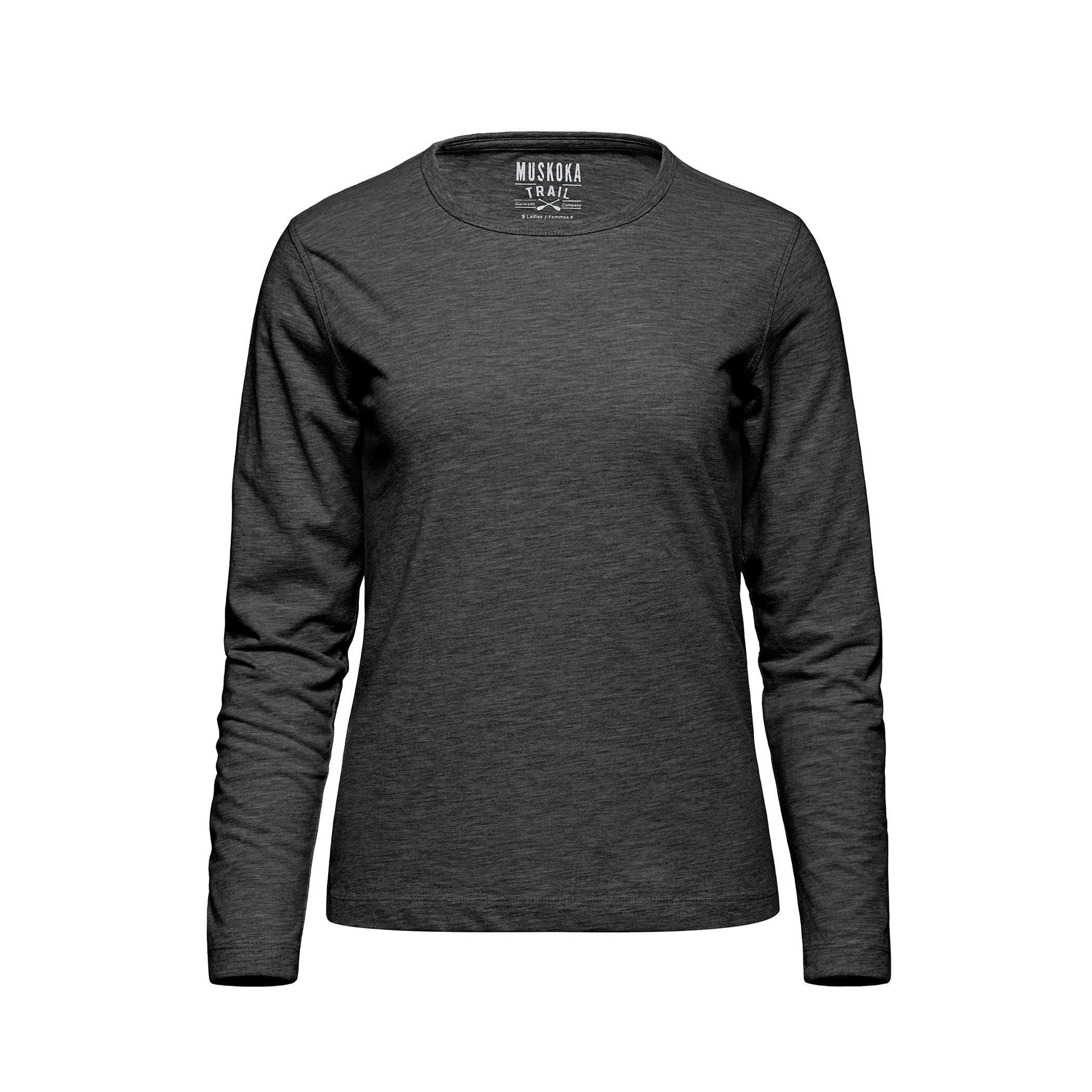 S05896 - Riverside - Ladies Cotton-Poly Long Sleeve Crewneck T-Shirt Charcoal 2400 5400 5896 __label:MID AUG __label:NEW atc8015 long sleeve long sleeve tshirt S05896 S5896