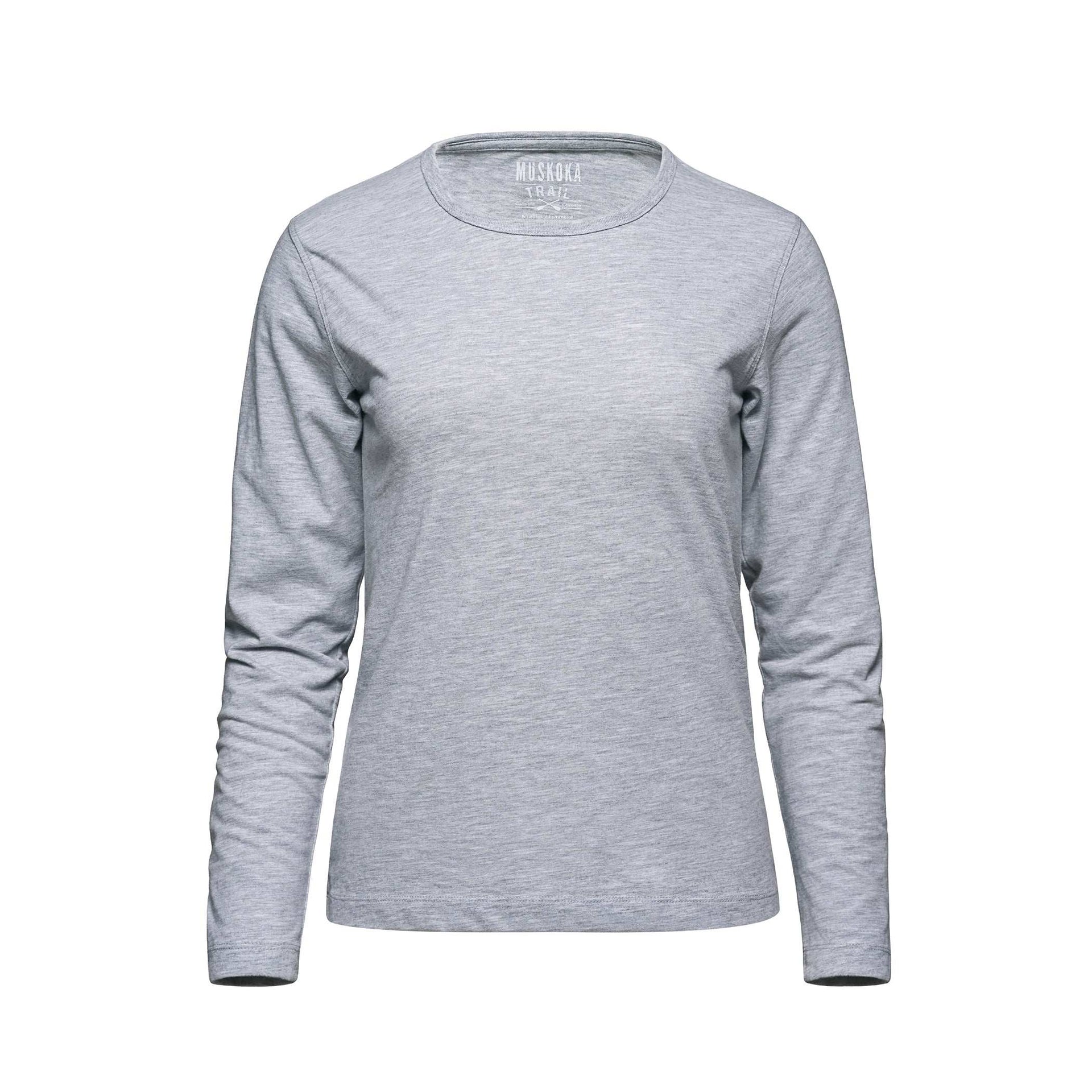 S05896 - Riverside - Ladies Cotton-Poly Long Sleeve Crewneck T-Shirt Grey Melange 2400 5400 5896 __label:MID AUG __label:NEW atc8015 long sleeve long sleeve tshirt S05896 S5896