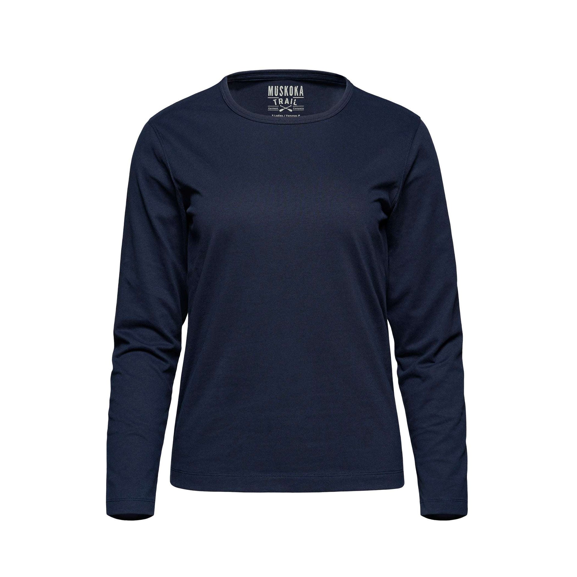 S05896 - Riverside - Ladies Cotton-Poly Long Sleeve Crewneck T-Shirt Navy 2400 5400 5896 __label:MID AUG __label:NEW atc8015 long sleeve long sleeve tshirt S05896 S5896