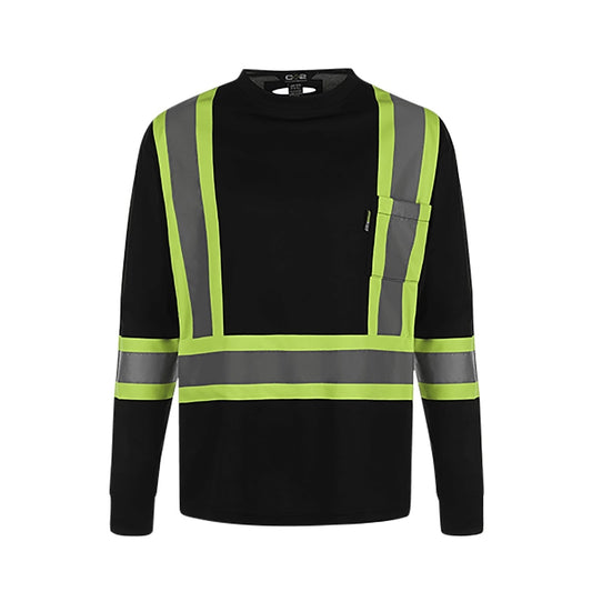 S05970 - Lookout - Adult Long Sleeve Hi-Vis T-Shirt Black 100% Polyester Mesh 5970 adult CX2 Hi-Vis mens