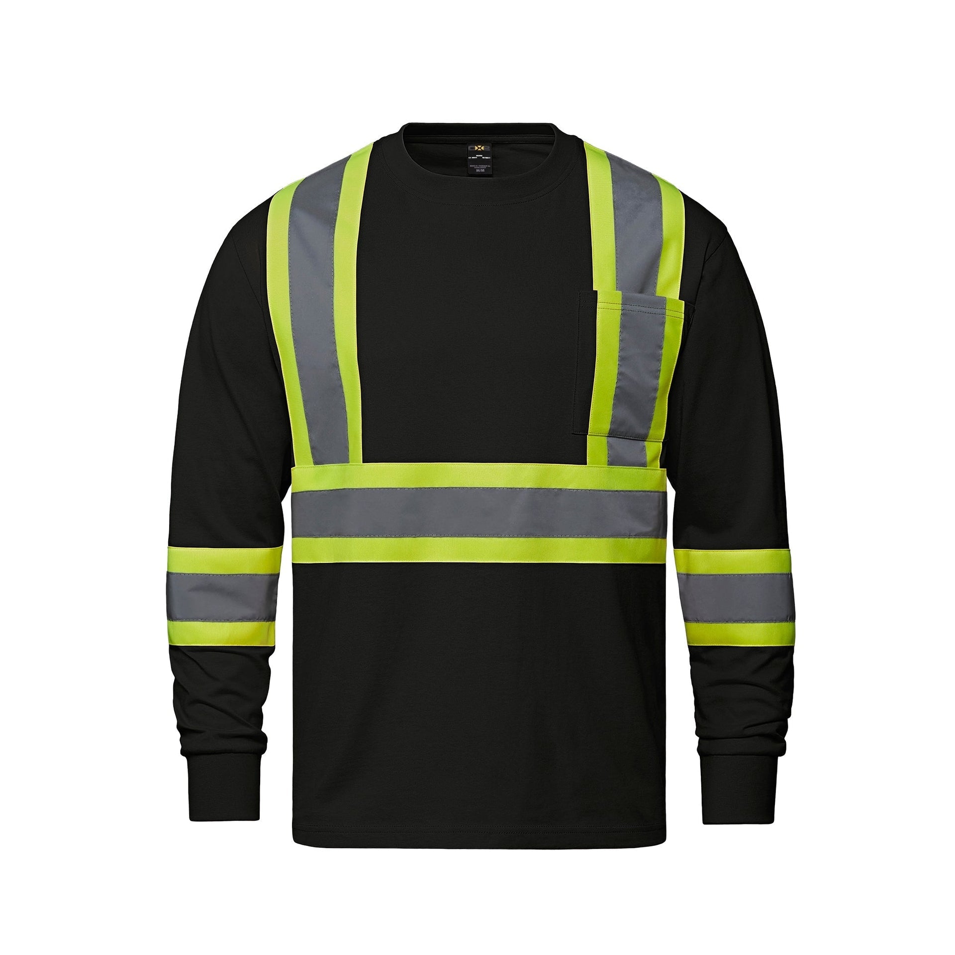 S05995 - Paramount - Cotton Long Sleeve Hi-Vis T-Shirt Black 05995 5995 __label:IN-STOCK