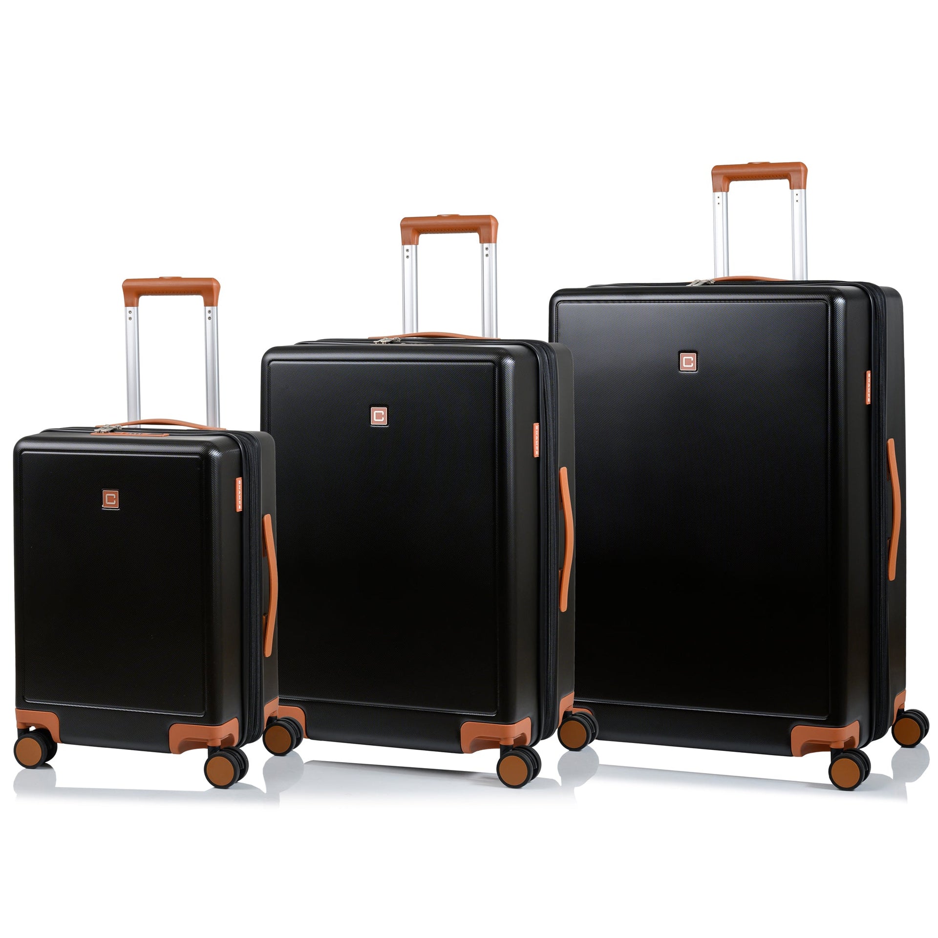Vintage Muse / 3-Piece Luggage Set Black Tan Champs Luggage Shopify Collective