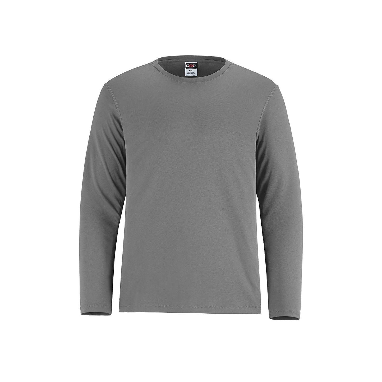 S05937 - Shore - Adult Performance Long Sleeve Crewneck T-Shirt Grey 100% Polyester Carbon Peached 5937 adult CX2 dry fit dryfit mens s350 S350LS soccer soccer jerseys team