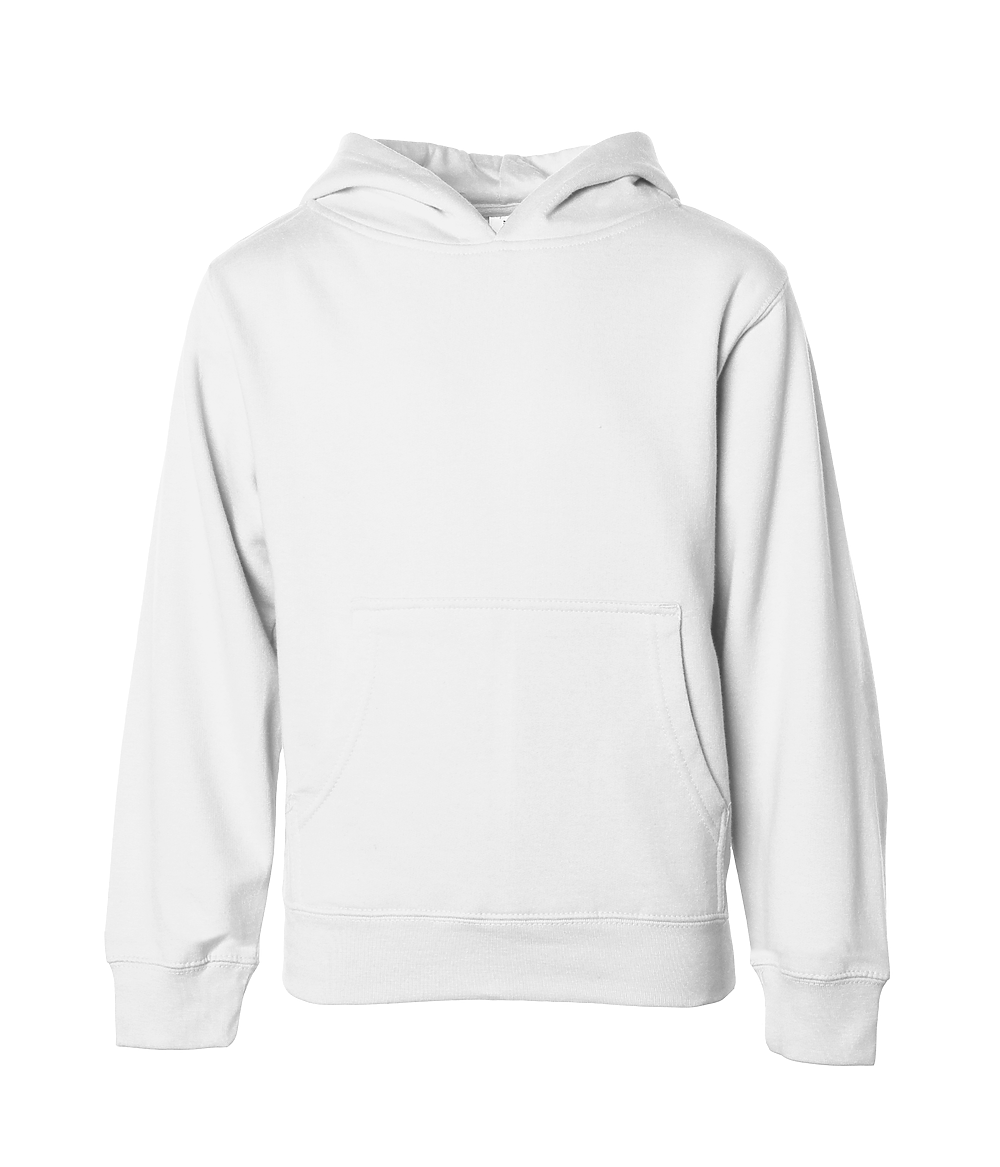 INDEPENDENT SS4001Y, Youth Midweight Pullover Hooded Sweatshirt, White