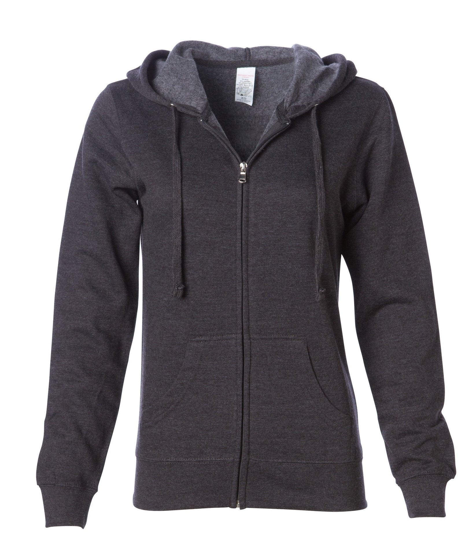SS650Z - Lightweight Zip Hooded Sweatshirt Charcoal Heather BASIC FLEECE COTTON / POLYESTER FITTED fleece INDEPENDENT INDEPENDENT CLOSE OUT Lightweight sss standard tearaway WOMEN