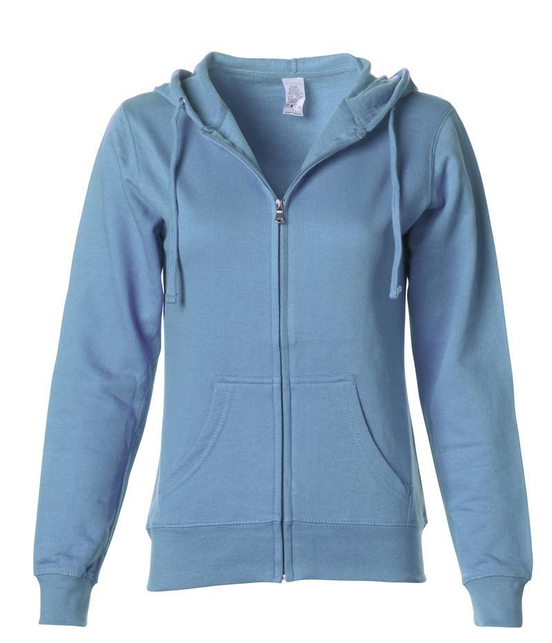SS650Z - Lightweight Zip Hooded Sweatshirt Misty Blue BASIC FLEECE COTTON / POLYESTER FITTED fleece INDEPENDENT INDEPENDENT CLOSE OUT Lightweight sss standard tearaway WOMEN