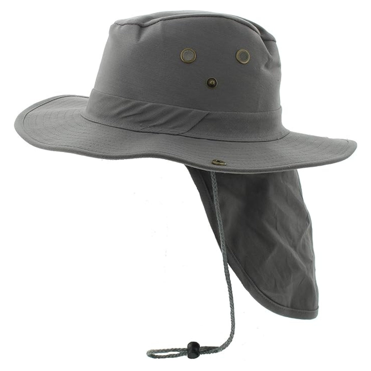 Safari Hat with Neck Cover, Solid, Various Colours & Sizes Grey Dozen Special Summer Hat