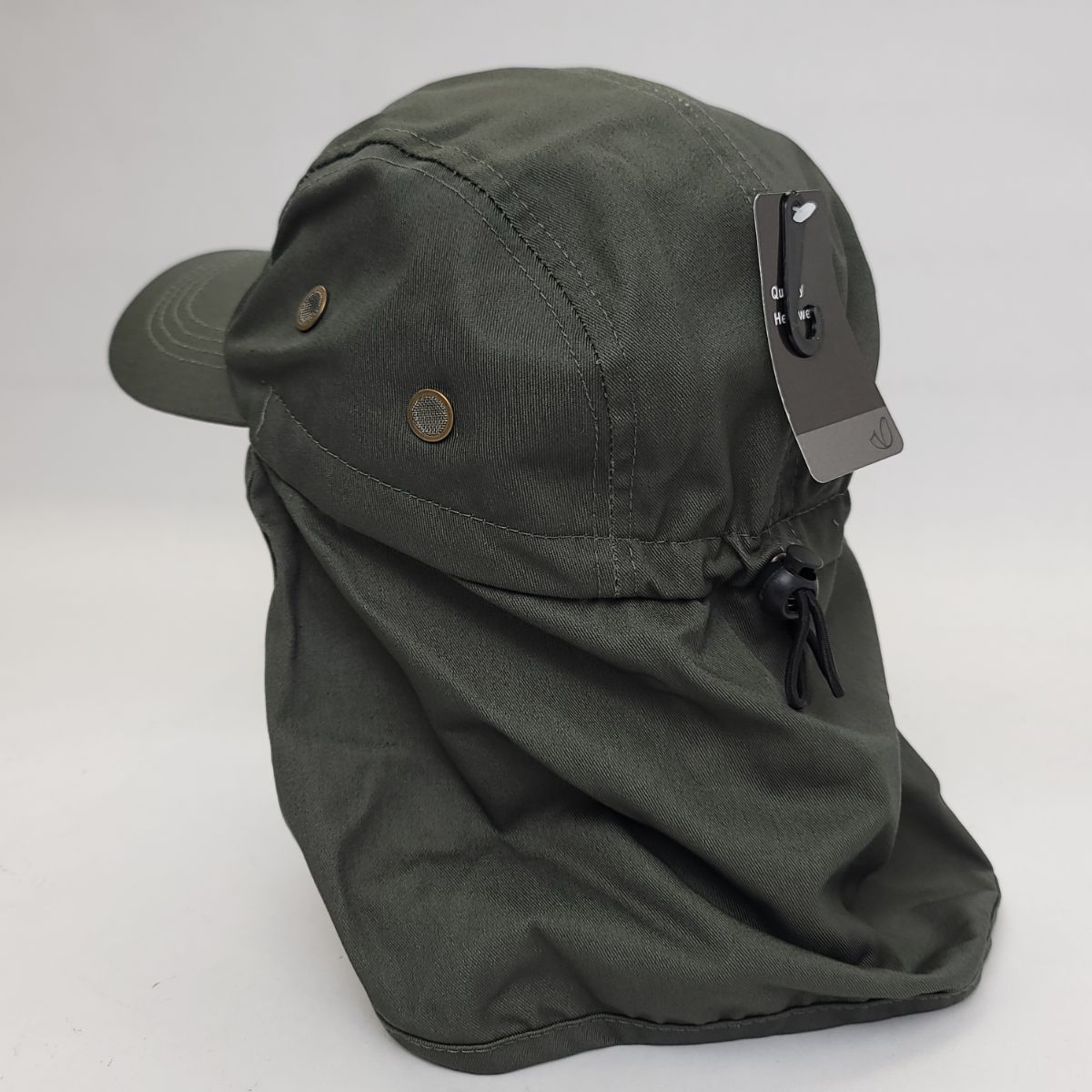5 Panel Hiking Cap with Neck Cover, Various Colours, Adjustable Olive OSFA Hiking Hat Summer Hat