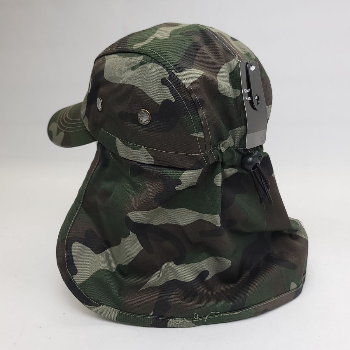 5 Panel Hiking Cap with Neck Cover, Various Colours, Adjustable Green Camo OSFA Hiking Hat Summer Hat