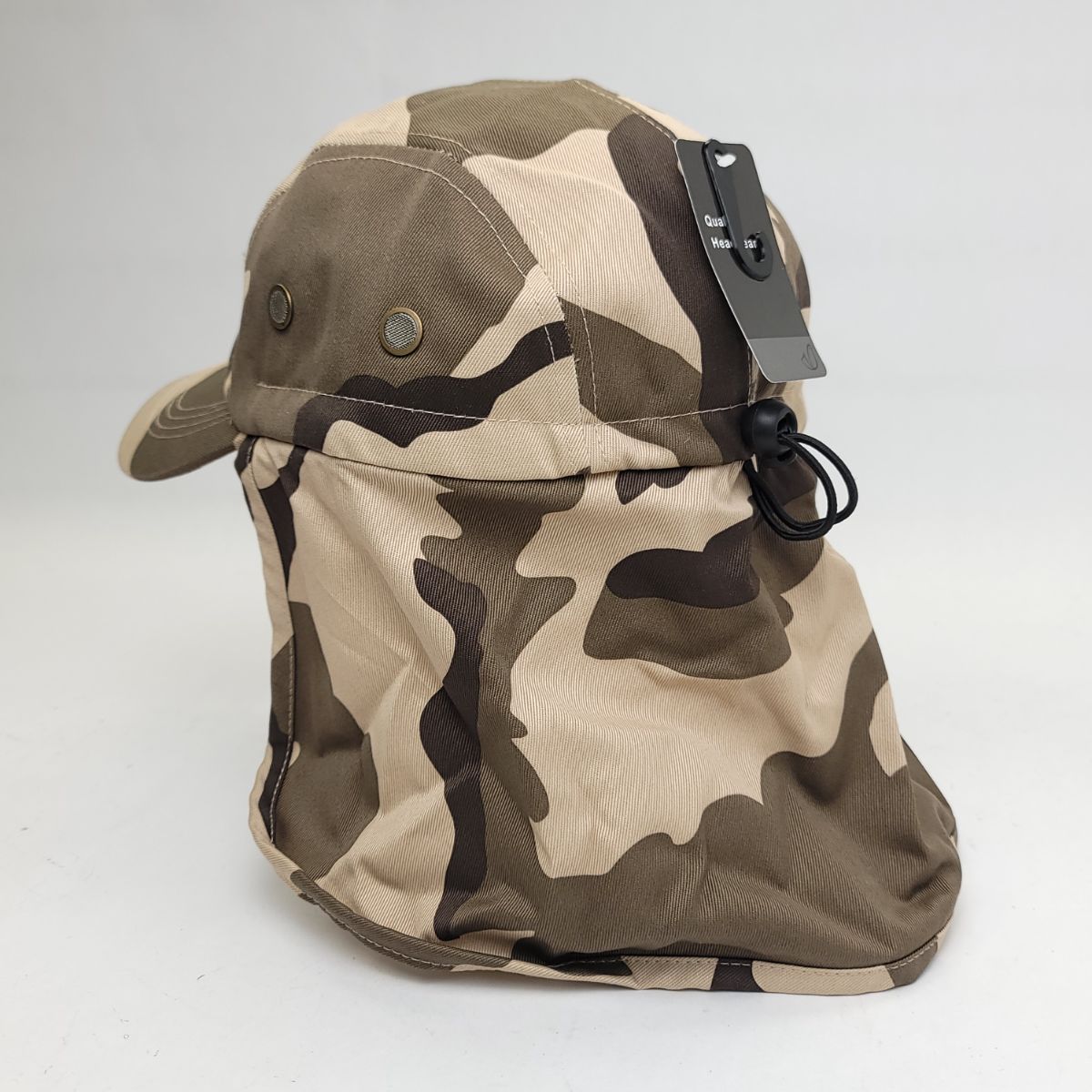 5 Panel Hiking Cap with Neck Cover, Various Colours, Adjustable Desert Camo OSFA Hiking Hat Summer Hat