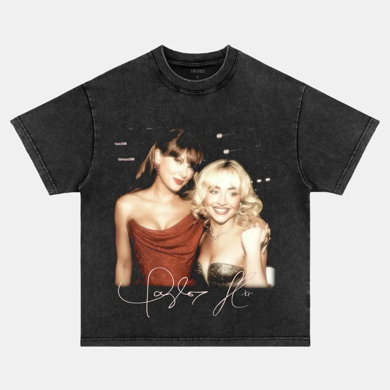 Music Icon Tee – Taylor & Sabrina Edition MUSIC Music icon apparel Pop star concert tee sabrinacarpenter Swifties clothing Taylor Swift fan shirt Taylor Swift merch taylorswift Vintage band tee