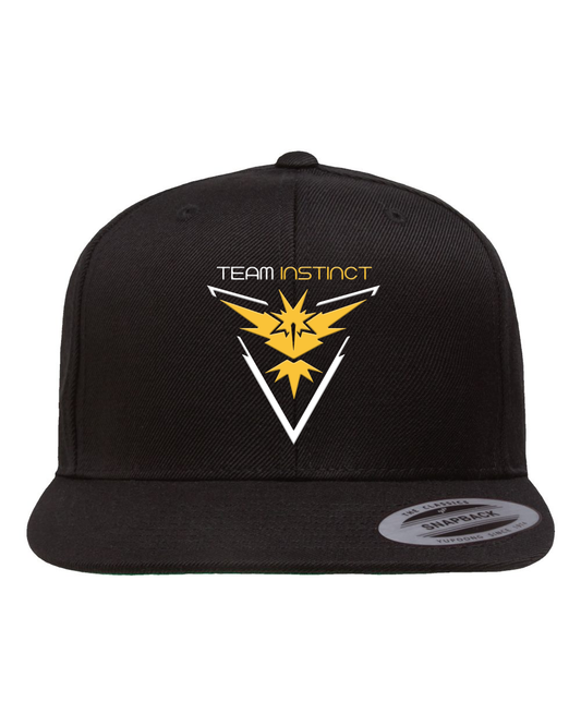 Team Instinct Yupoong Snapback Hat Black Black snapback Camo snapback Cotton blend hat fan merch Fan Merchandise Flat bill hat Gaming merchandise gold team High-profile hat merch poke team Pokestop pokestop merch Premium snapback Structured hat team gold Team Instinct apparel Team Instinct hat Team Yellow Trainer gear Yellow Team Yupoong snapback