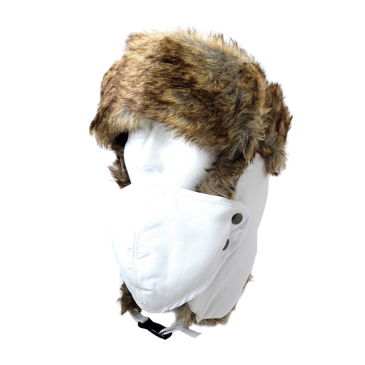 Trapper Hat-Faux Animal Fur with Detachable Mask - Multi-Coloured White OSFA Dozen Special Mix&Match