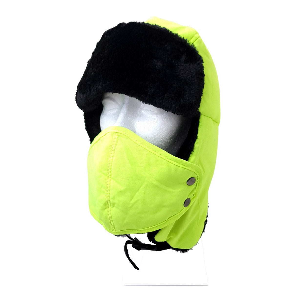 Trapper Hat- Short Fur with Detachable Mask - Multi-Coloured Neon Yellow OSFA Dozen Special Mix&Match