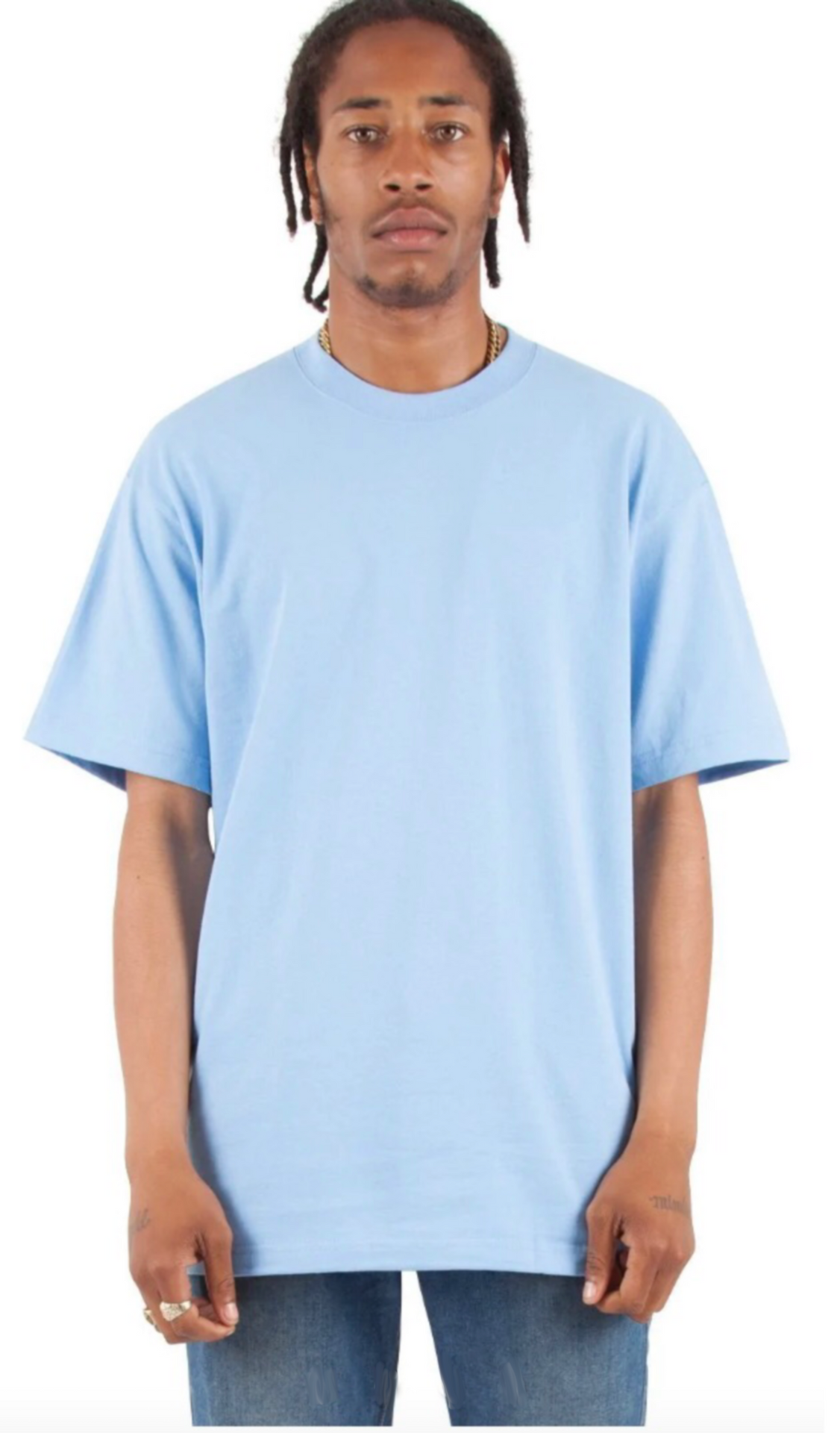 Max Heavyweight Short Sleeve - 7.5 oz Sky Blue COTTON essentials Heavyweight MEN MEN TEE shaka Shaka Wear SHORTSLEEVES shsdchildproduct SLIGHT OVERSIZED TEE tshirts